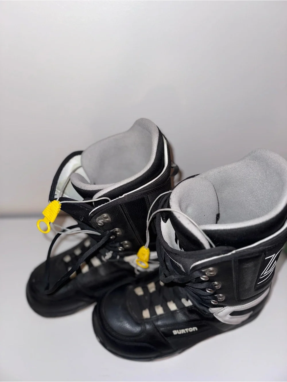 Burton Black Snowboard Boots with Yellow Pull Loops